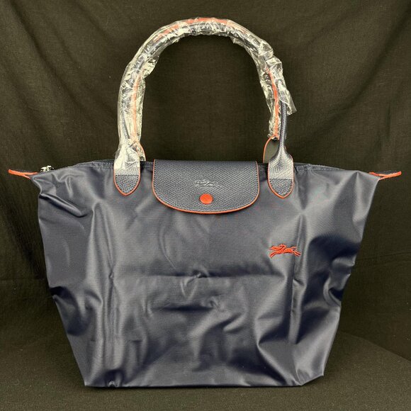 NWT Longchamp Le Pliage Original Large Shoulder Nylon Bag Tote Navy - Picture 2 of 7